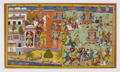 Ravana verslaat koning Anaranya, die zijn dood voorspelt door toedoen van Rama.