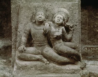 Reliëf van een Mithuna paar, uit Grot 4