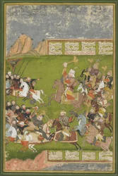 Rustam verslaat Afrasiyab, uit een Shahnama, Mughal-dynastie