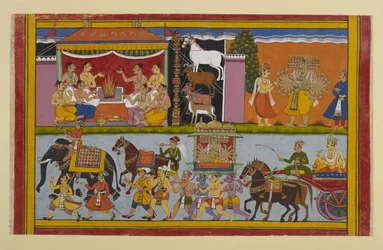Rāvaṇa bezoekt Nikumbhila waar Meghanāda offers brengt voor de kracht van illusie