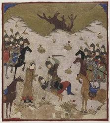 Shahru identificeert Burzu als de kleinzoon van Rustam tijdens het laatste gevecht tussen Rustam en Burzu, c.1425-50