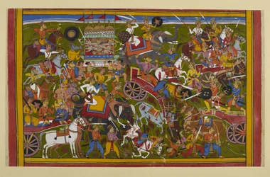 De goden en demonen vechten hevig; Vasu duelleert en verslaat Sumāli, de grootvader van Rāvaṇa.