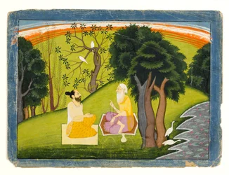 Twee wijzen in discussie in een landschap, c.1785