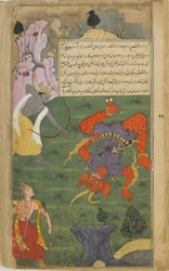 Rama doodt Maharaksa met een vurige pijl