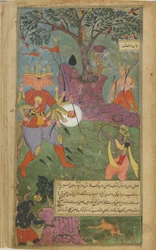 Ravana vuurt het magische asura-wapen af op Rama