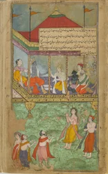 Bharata komt Rama begroeten, die door de mensen van Ayodhya wordt toegejuicht