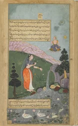 Indra en Surya zien Rksaraja, die was veranderd in een mooie vrouw, en verwekken Vali en Sugriva
