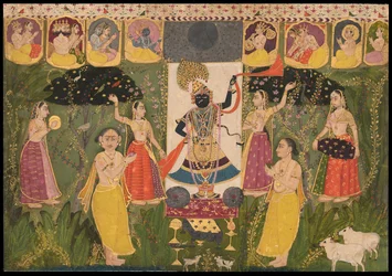 Aanbidding van Shri Nathji, Bikaner school (Schilderij)