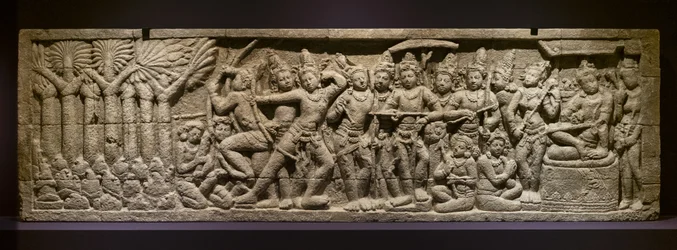 De boogschiettest. Indonesië, Java, Boroduru. Eind 19e eeuw