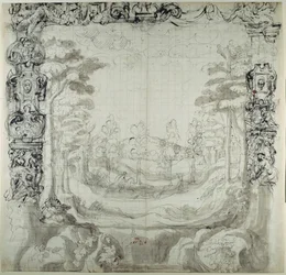 Proscenium en jachtscène