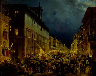 De Moccoli-avond in Rome, 1834