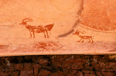 Rotstekeningen van de Anasazi en andere pueblo-bewonende vroege inwoners van de Vier Hoeken...