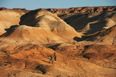 Scènes rond Wu Cai Wan in de Gobi-woestijn, Xinjiang, West-China.