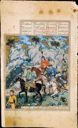 Esfandiyar en zijn leger Manuscriptverlichting uit het epos Shahname door Ferdowsi