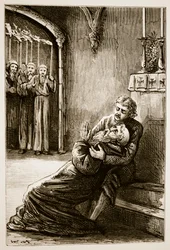 Dood van St. Columba, uit The Trias Thaumaturga, of Three Wonder-Working Saints of Ireland, door Mary Cusack, gepubliceerd ca. 1890s