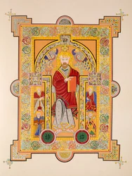 Sint Matteüs, uit een facsimile kopie van het Book of Kells, uitgegeven door Day & Son