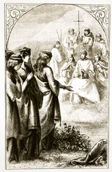 De visie van de synode van geestelijken, uit The Trias Thaumaturga, of Three Wonder-Working Saints of Ireland, door Mary Cusack, gepubliceerd ca. 1890s