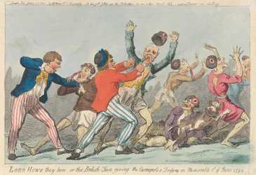 Lord Howe sie laufen, oder die britischen Matrosen geben den Carmignols eine Abreibung am denkwürdigen 1. Juni 1794