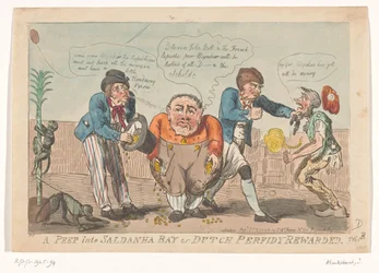 Spotprent op de capitulatie van de Bataafse vloot in de Saldanhabaai, 1796