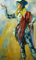 Portret van Karl Gerhard als Thesbis, staand op volledige lengte