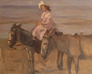 Op het strand van Scheveningen (olieverf op doek)