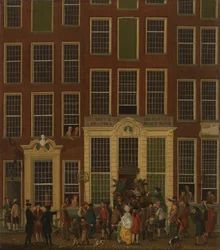 De boekhandel en het loterijkantoor van Jan de Groot in de Kalverstraat in Amsterdam
