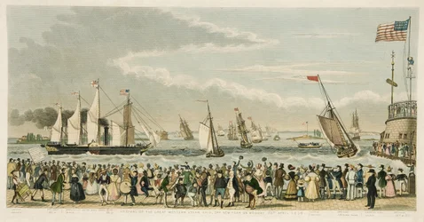 Aankomst van het Grote Westelijke Stoomschip, bij New York op maandag 23 april 1838, uitgegeven 1842
