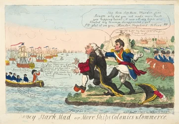 Boney Stark Mad of Meer Schepen Kolonies & Handel, uitgegeven 1808