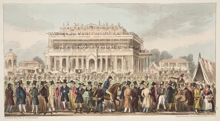 Doncaster Race Course tijdens de Grote St. Leger Race, 1824, uit The English Spy, gepubliceerd 1824