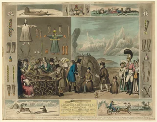 Lappen, rendieren enz., zoals tentoongesteld in de Egyptische Hal, Piccadilly, 1822