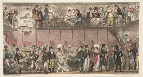De koninklijke salon, Piccadilly, of een uur na de opera, uit The English Spy, gepubliceerd 1824