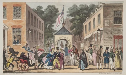 De Koninklijke Bronnen, Cheltenham of Spasmodische aandoeningen door Spa Water, uit The English Spy, gepubliceerd 1824