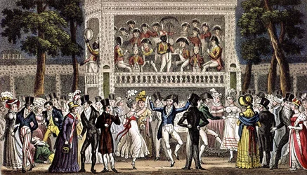 Een bal in Vauxhall tuin in Londen ca. 1830, gravure