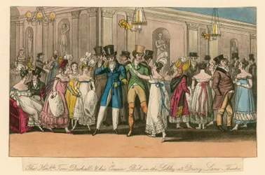 De eerbiedwaardige Tom Dashall en zijn neef Bob in de lobby van het Drury Lane Theatre, Londen