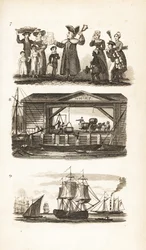 De Bellman, een Londense kade en kolenschip en kolenpraam