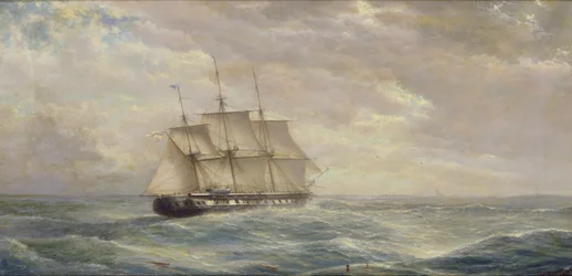 Brits schip op volle zee, 1876