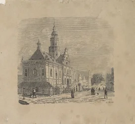 Gezicht op het stadhuis te Bolsward