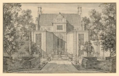 Tuinzicht van een voornaam Hollands huis
