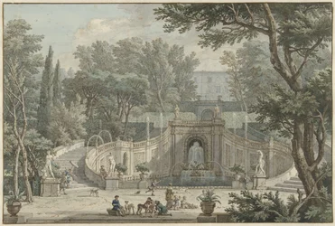 Gezicht in de tuin van de Villa d’Este in Tivoli