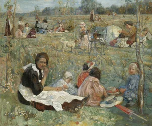 Kindermeisje met kinderen