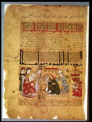 De dokter Anoromachus geneest zijn broer gebeten door een slang uit De Verhandeling van Theriac na Galenus, 1217
