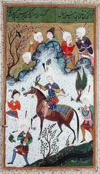De jacht van de koning, uit Divan door Huseyn Bayqara, c.1540