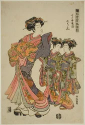 Chozan van de Chojiya, uit de serie "Modellen voor mode: Nieuwe ontwerpen zo fris als jonge bladeren (Hinagata wakana hatsu moyo)"
