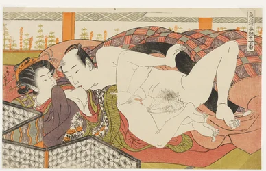 Haar borst kussend, nr. 9 uit Twaalf gevechten op de weg van de liefde (Shikidō torikumi jūniban)