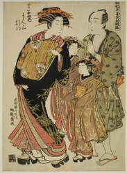 Manzan van de Chojiya, uit de serie "Modellen voor mode: Nieuwe ontwerpen zo fris als jonge bladeren (Hinagata wakana no hatsu moyo)"