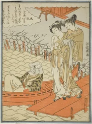 Ono no Komachi bij de Seki-tempel, uit de serie De zeven modieuze Komachi, ca. 1771