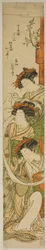 De Courtisanes Chozan van de Chojiya, Hanaogi van de Ogiya, en Matsunoi van de Matsubaya