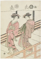Twee courtisanes op een veranda, 1777