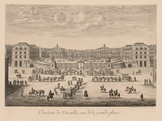Uitzicht op het Paleis van Versailles, vanaf het hoofdplein