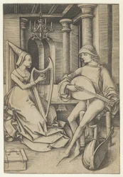 Luitspeler en harpist, uit Scènes uit het dagelijks leven, n.d.